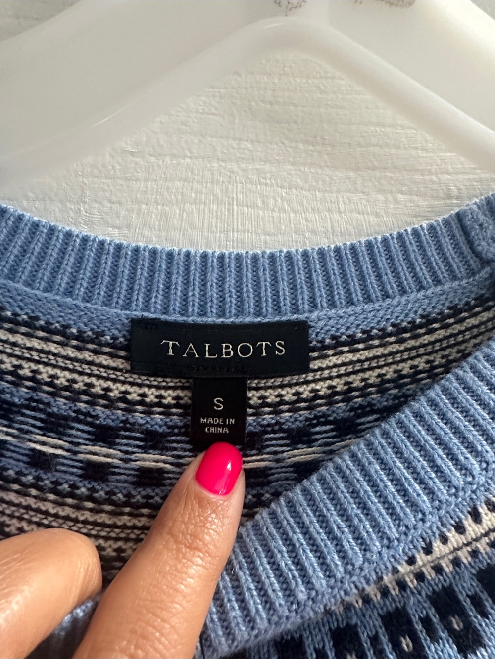 Talbots FAIR ISLE YOKE SWEATER NWT Blue Women’s Small Cabincore Autumn - Picture 5 of 9